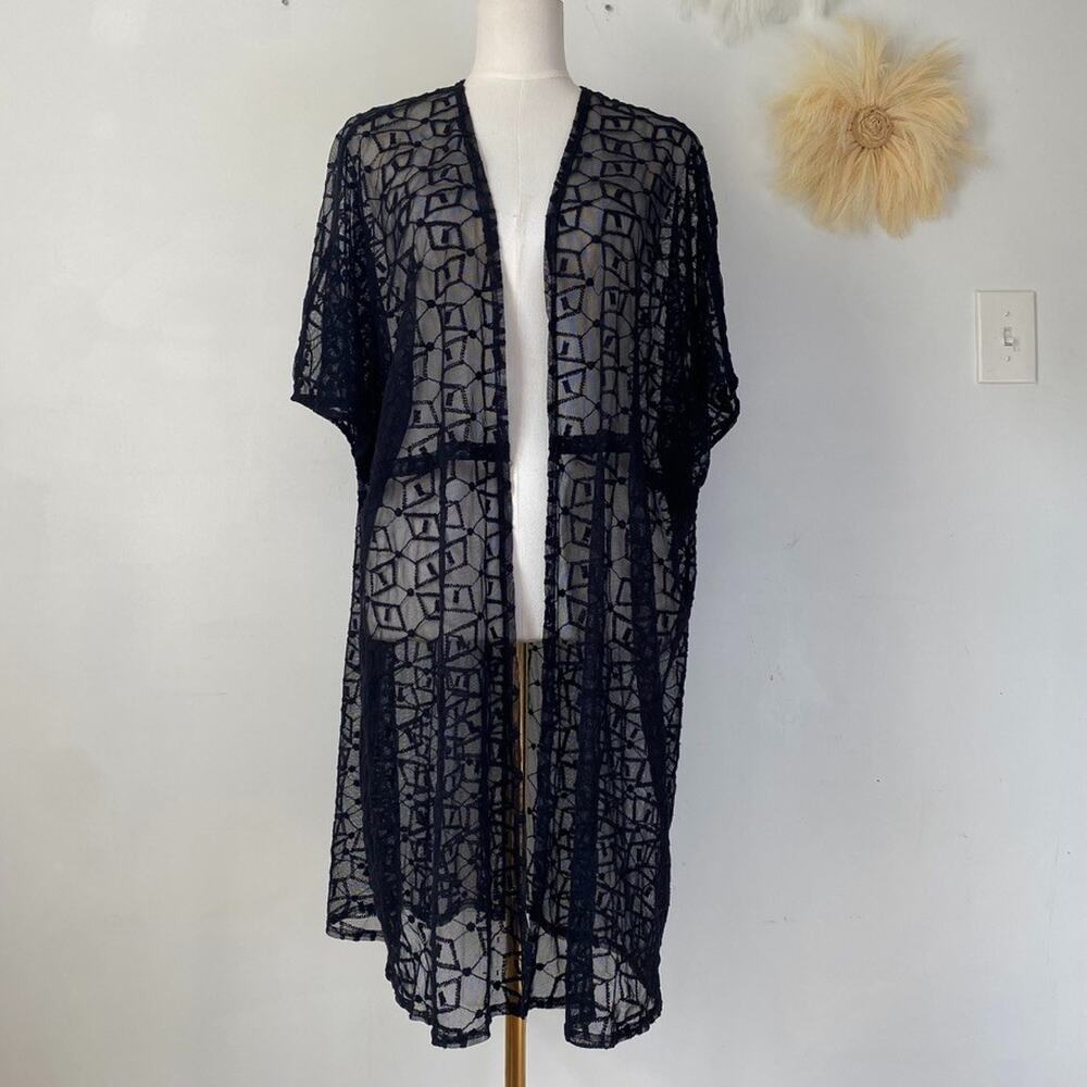 Torrid Womens Black Sheer Mesh Open Cardigan Size 0 Large Whimsigoth Witchy Goth
